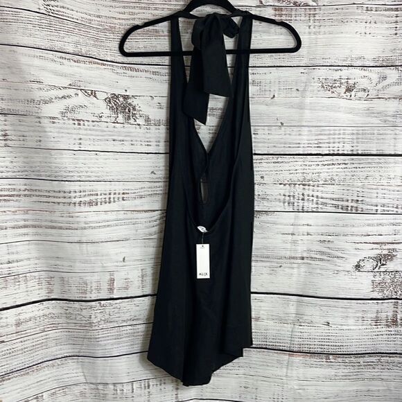 ALIX NYC Romper Womens Sz Small Revolve Cavalier in Black linen blend Vacay New - Picture 4 of 13